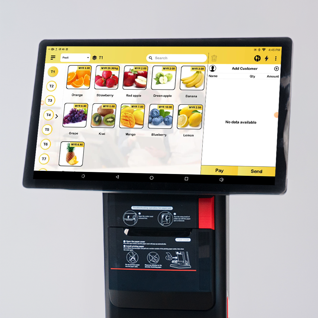 POS weighing scale device with touchscreen functionality